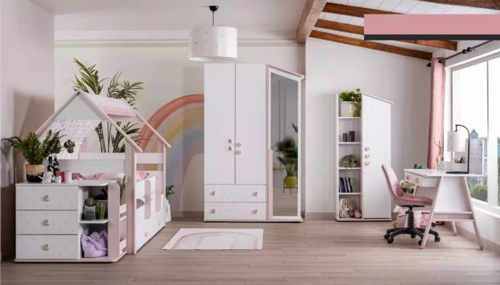 Design šatní skříň Dřevěný kredenc Šatní skříň Nábytek Dřevo Zrcadlo Bílý Nový