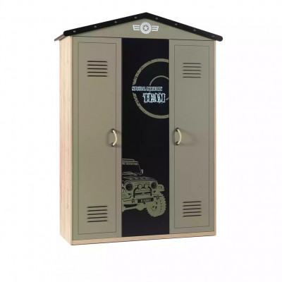 Šatní skříň Dřevěná skříň Luxus Skříň Nábytek Dřevo 3 dveřová 0Design Zelená