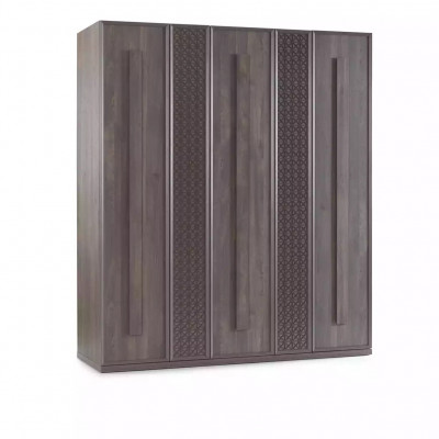 Luxus šatní skříň Skříň Dřevěný nábytek Dřevo Šedá 5dveřový design