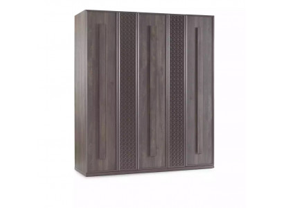 Luxus šatní skříň Skříň Dřevěný nábytek Dřevo Šedá 5dveřový design