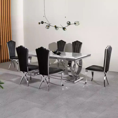 Designer Obdélníkový jídelní stůl jídelního pokoje Nábytek Luxusní nerezové stoly