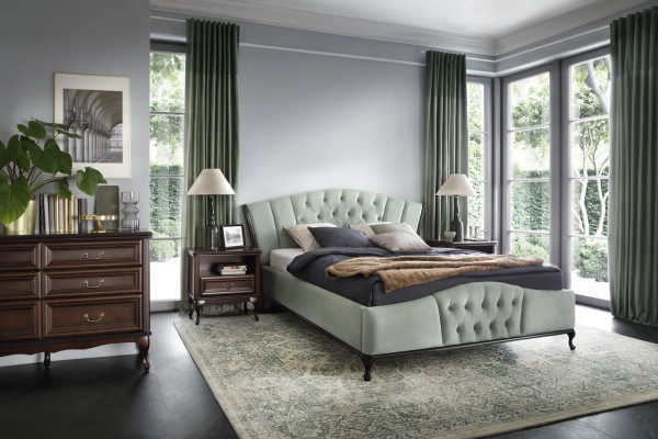 Postel Ložnice Sada Chesterfield Luxusní Nábytek 2x Noční stolek 3ks