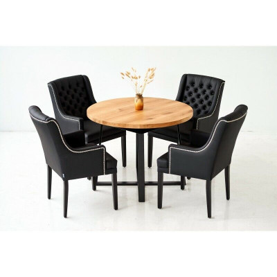 Jídelní set stůl + 4 židle Chesterfield Židle dřevo sedák polstrování set