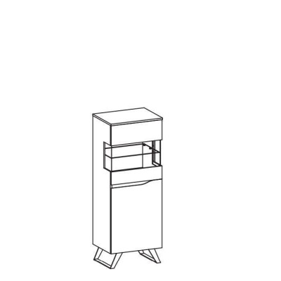 Moderní skleněná vitrína s komodou ze dřeva, designová skříň, regál s vitrínou nový.