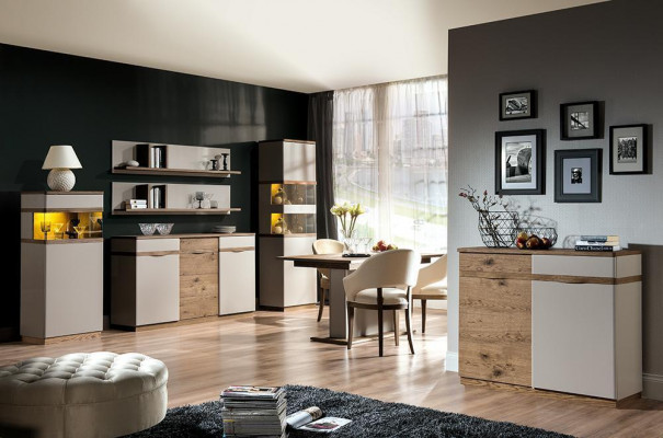 Vitrína dřevo & sklo komoda skříň obývací pokoj kolekce moderní styl regál.