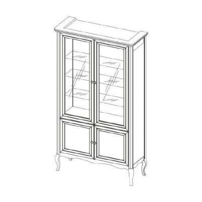 Skříň Klasická vitrína Vitrínový skříň Masivní dřevo Pravé dřevo - Model PR-W2