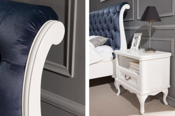 Chesterfield Bed Postele Manželská postel Italský nábytek Dřevo Textilie Kůže