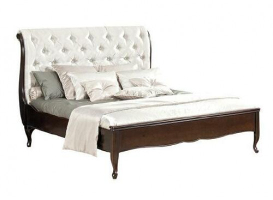 Chesterfield Bed Postele Manželská postel Italský nábytek Dřevo Textilie Kůže