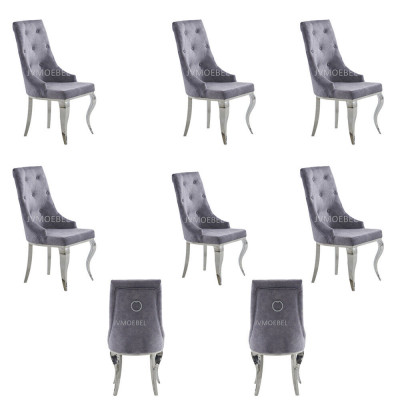6x Židle Chesterfield Designer Polstrové židle Tkaný nábytek Nový