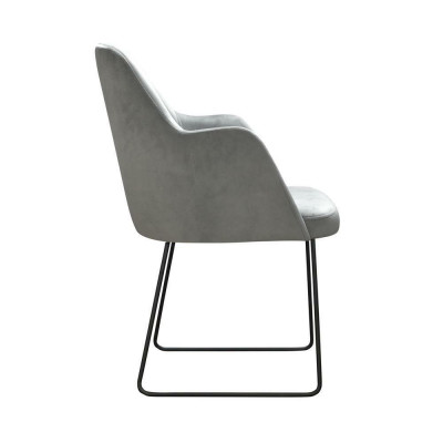 Moderní křesla s opěrkou, sada 6 šedých židlí s polstrováním a designovou opěrkou.