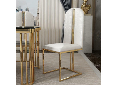 Nerezová židle jídelny Kožená židle Židle Nerezová ocel Designérský zlatý