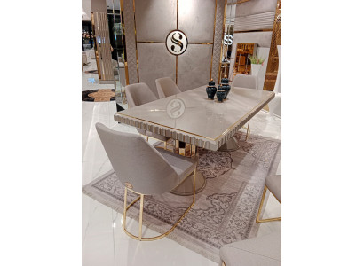 4x židle Skupina židlí Potah Design Nábytek Jídelna Textil