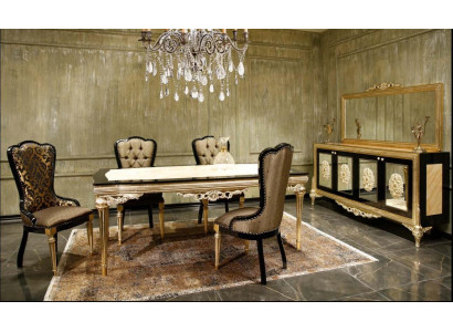 Jídelní set garnitura jídelna jídelní stůl set 7 kusů luxus hnědé drahé dřevo