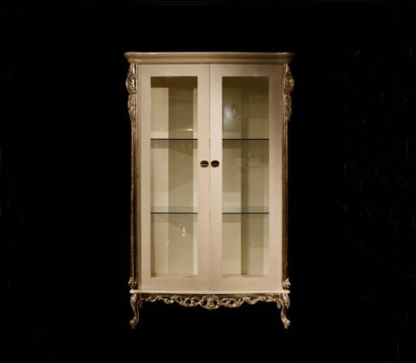 Luxusní jídelní souprava: jídelní stůl, 6 židlí, přistýlka, vitrína, zrcadlo