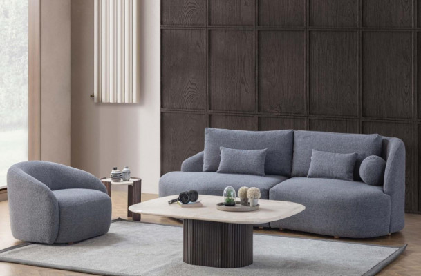 Kompletní obývací sestava designová trojsedačka křeslo 2 kusy