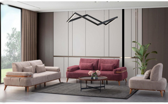 Beige-růžová sedací souprava Exkluzivní tříkřeselný potah 3-sedadlo jednosedadlo