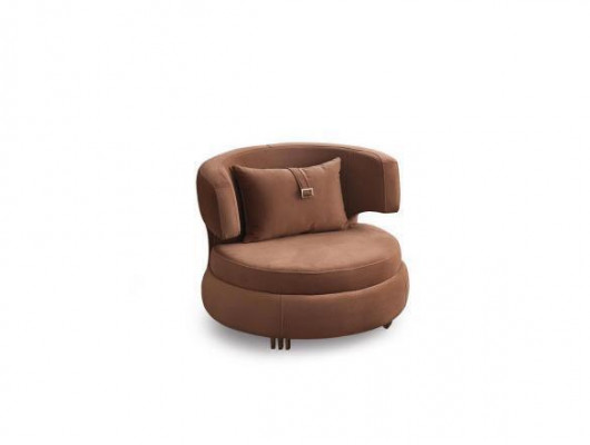 Luxus křeslo obývacího pokoje zčalouněné textilním nábytkem, hnědé barvy, nového moderního designu.