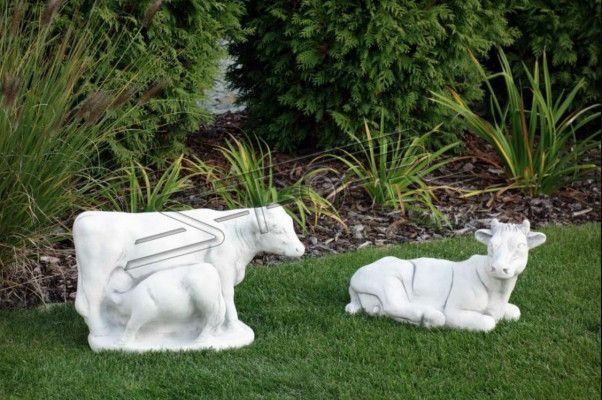 Zahrada Kráva Dekorace Kamenná Figurka Terasová Dekorace Socha Sochařství