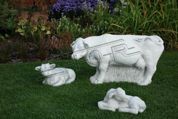 Zahrada Kráva Dekorace Kamenná Figura Terasa Dekorace Bílá Socha Příroda Socha