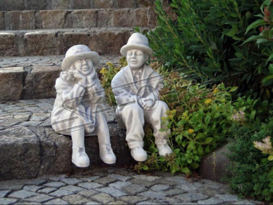 Junge Sitzende Figur Statue Figuren Skulptur Statuen Garten Dekoration