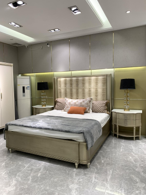 Postel Polstr Design Luxus Dvoulůžkové postele Ložnice Dřevo Styl krokodýla Design Nový