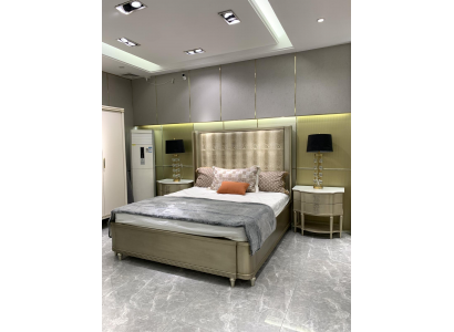 Postel Polstr Design Luxus Dvoulůžkové postele Ložnice Dřevo Styl krokodýla Design Nový