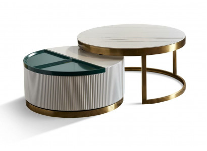 Beistell podnožkový stůl kulaté stoly kulatá pohovka kovová luxusní skleněný design