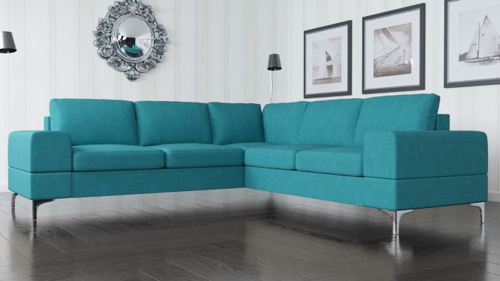 Pohovka Rozkládací látková Obývací pokoj Design Moderní L-Forma Tyrkysová Nábytek Luxus - Pohovky