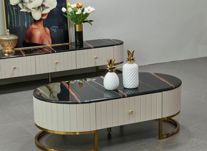 Couch Stůl Stoly Ovalní Pohovka Nový Kov Dřevo Konferenční Designér Obývací