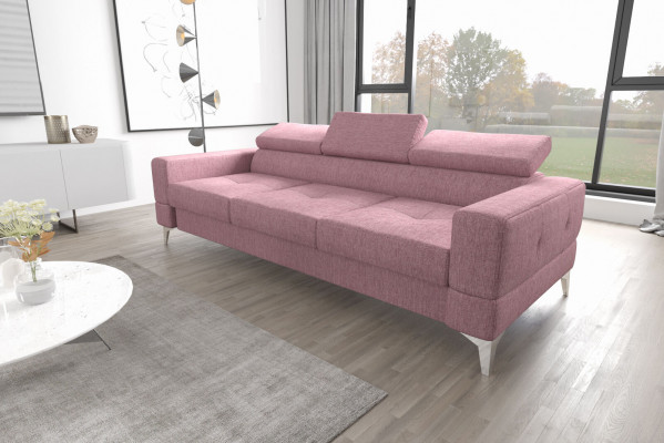 Třísedák Pohovka čalouněná Designová Sofa Moderní třímístná sedací souprava Růžové pohovky