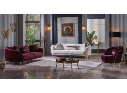 Luxusní obývací sestava Moderní nerezové pohovky čalouněný nábytek Tříkřeslové