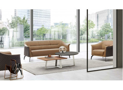 Sofa sestava sedací souprava 3+1 designová pohovka stolik k pohovce skupina kůže