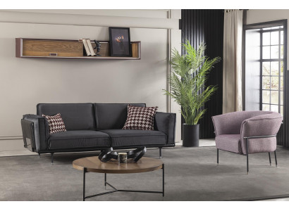 Sofa 3+1 sedadlo v šedé barvě Moderní pohovka Nábytek Souprava sedacích garnitur Italské vybavení