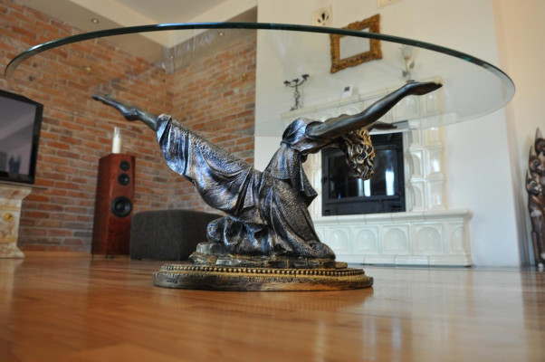 Designový stůl Medusa ze skla - konferenční stůl, stůl, stůl pro hostitele, pohovka - klasický 42 cm.