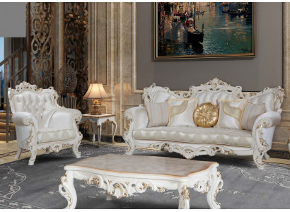 Chesterfield Sofa souprava 3+1 Sedák Bílý textilní Třísedák   Šedá venkovní lavice