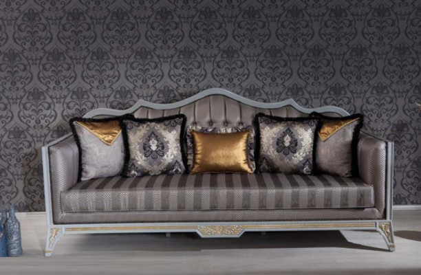 Sofa 3 Sitzer Couchen Sofas Dreisitzer Textil Luxus Couch Polster Barock -> Pohovka 3místná dvoumístná Tkanina Luxus Pohovka Potah Baroko