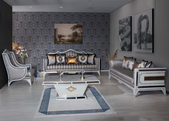 Sofa 3 Sitzer Couchen Sofas Dreisitzer Textil Luxus Couch Polster Barock -> Pohovka 3místná dvoumístná Tkanina Luxus Pohovka Potah Baroko