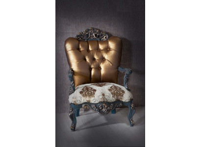 Chesterfield Design křeslo se zlatým opěradlem do obývacího pokoje