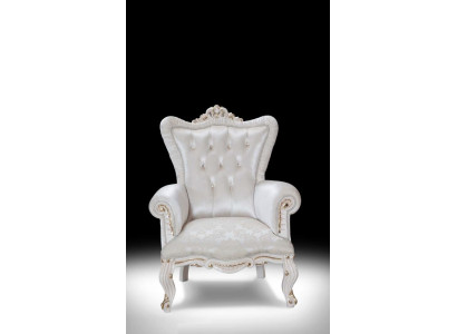 Křeslo Bílé Obývací pokoj Textil Design Chesterfield italský styl