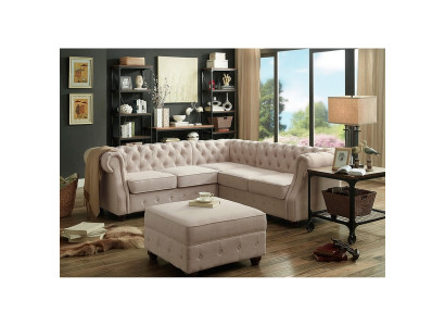 Chesterfield Couch Polstergarnitur Klasická textilní výzdoba rohová sedací souprava