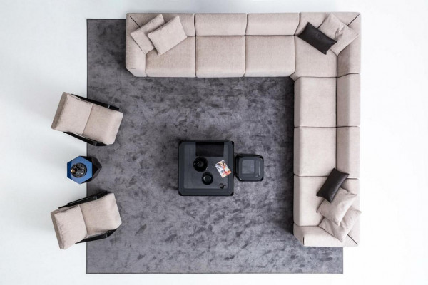 Luxusní sofa set sedací souprava obývací kout L-tvar sedací souprava křeslo textilie nový