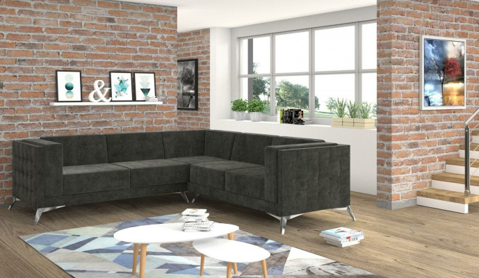 Wohnlandschaft rohová sedací souprava L-tvaru pohovka dekorativní design textilní moderní