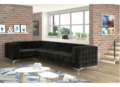 Chesterfield rohová sedací souprava L tvaru látková designová pohovka potah sedadlo textilní pohovka rohová nová.