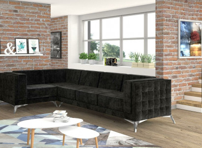 Chesterfield rohová sedací souprava L tvaru látková designová pohovka potah sedadlo textilní pohovka rohová nová.