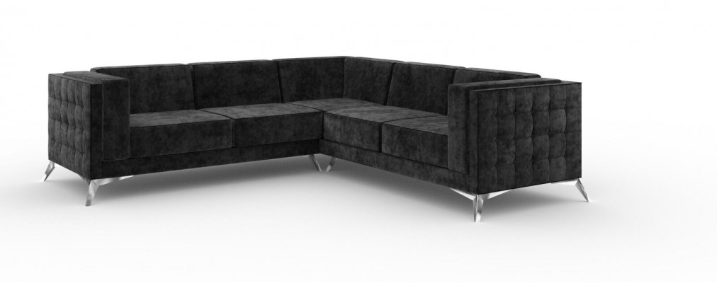 Černá sametová designová sedací souprava Chesterfield Sofa koutová sedací souprava látková sedací souprava
