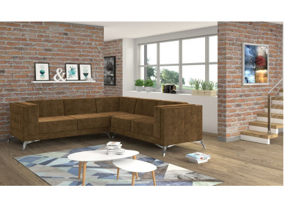 Design Rozkládací rohová sedací souprava Pohovka L tvaru Pohovka Polstrová Klasické pohovky Rohové pohovky Hnědá Nová