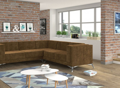 Design Rozkládací rohová sedací souprava Pohovka L tvaru Pohovka Polstrová Klasické pohovky Rohové pohovky Hnědá Nová