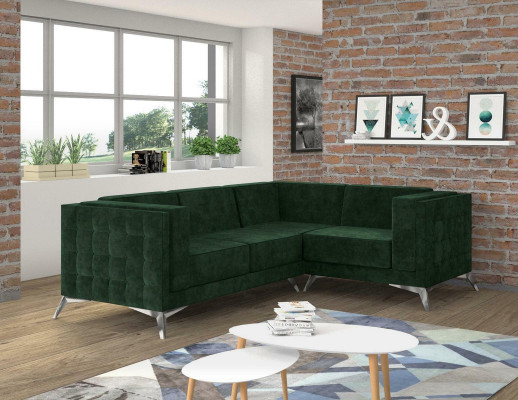Rohový gauč L tvaru pohovka design pohovky čalouněný textil moderní rohová sestava zelená