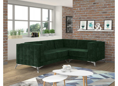Rohový gauč L tvaru pohovka design pohovky čalouněný textil moderní rohová sestava zelená