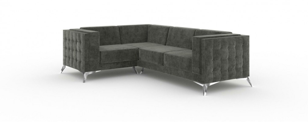 Chesterfield Pohovka v L tvaru, designová čalounění, textilní rohová sedací souprava nová